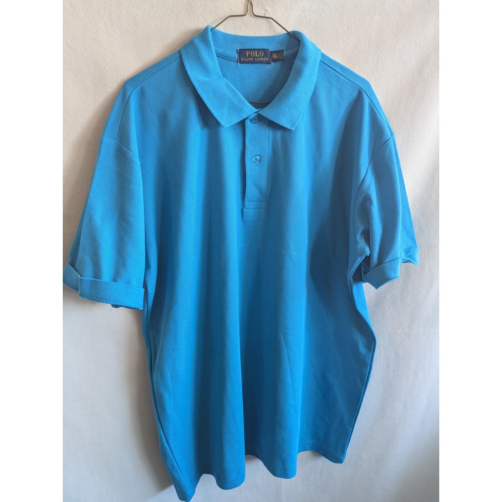 Polo Ralph Lauren Mens XXL Blue Short Sleeve Pique Polo Shirt Classic Fit